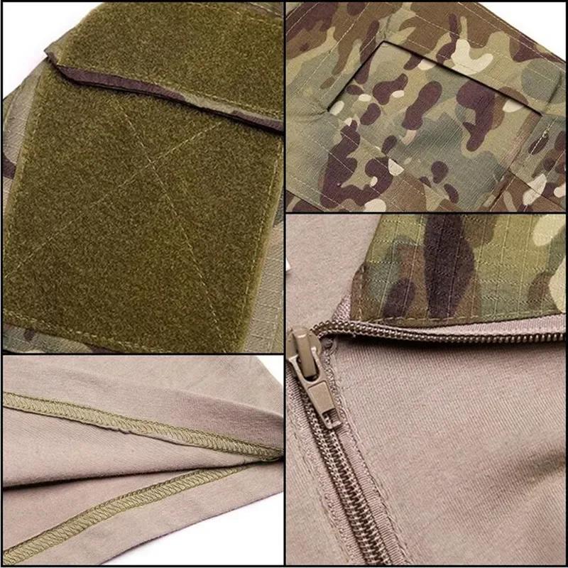 T-Shirts de randonnée tactiques en plein air pour hommes, Combat militaire de l'armée CP Camouflage