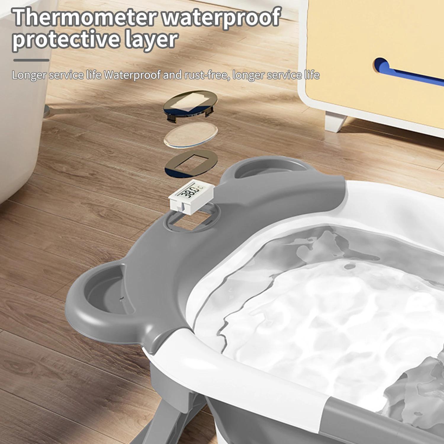 Baignoire pliable pour bébé avec thermomètre, tapis de bain antidérapant, coussin de soutien, baigno