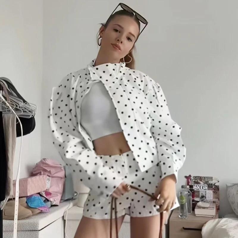 HXAO – veste bombardier à pois pour femme, demi-saison, surdimensionnée, manches longues, haut d'ext