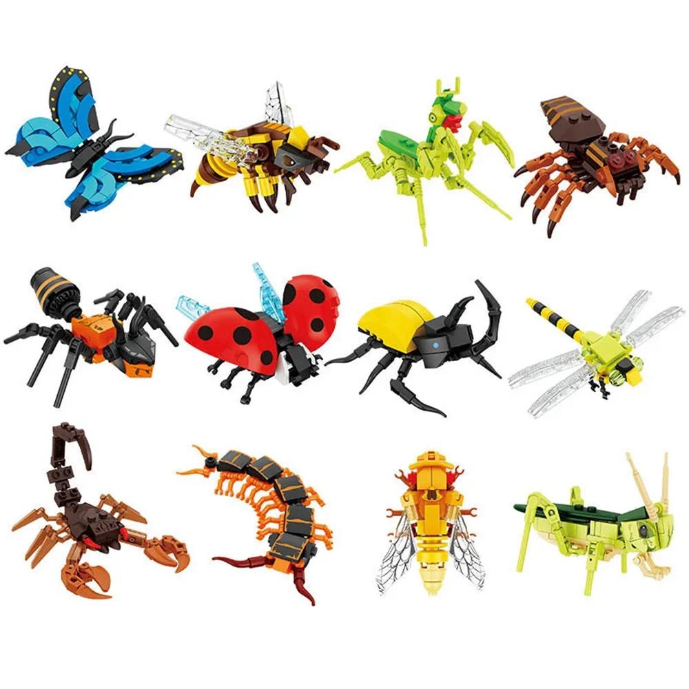 Moc insecte modèle Animal abeille fourmi papillon Cricket sauterelle ensemble blocs de construction