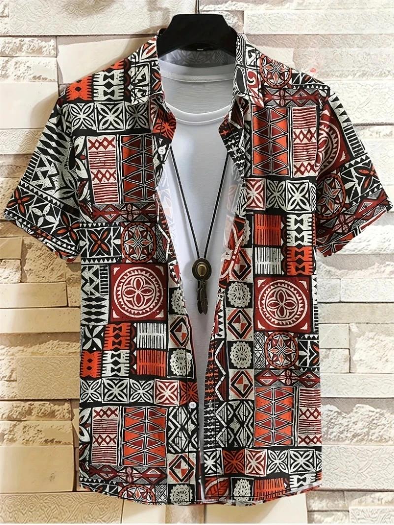 Hawaï chemises pour hommes 3D Paisley graphique à manches courtes T-shirt décontracté revers boutons