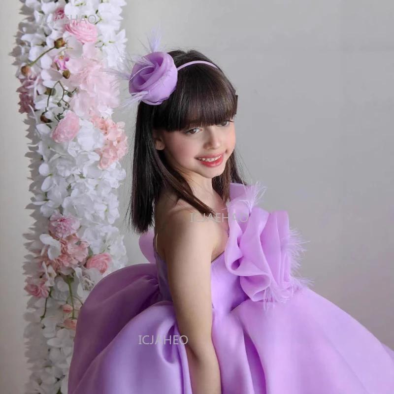 Robe de Soirée Lavande pour Enfants, Robe de Cérémonie pour Filles, Robe de Princesse pour Mariage,