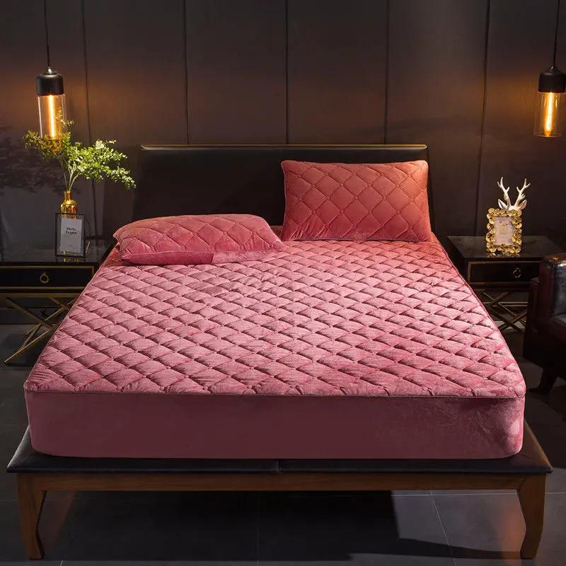 Housse de matelas matelassée épaisse en peluche, drap-housse chaud et doux en velours cristal, King