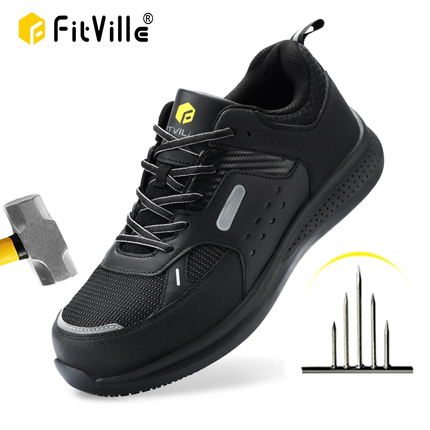 FitVille chaussures de travail Extra larges pour hommes chaussures décontractées anti-dérapant bout