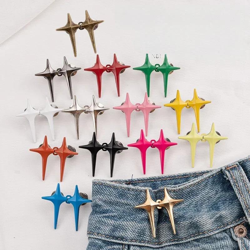 1 paire de boucles de taille en forme d'étoile croisée, Clips réglables et détachables pour pantalon