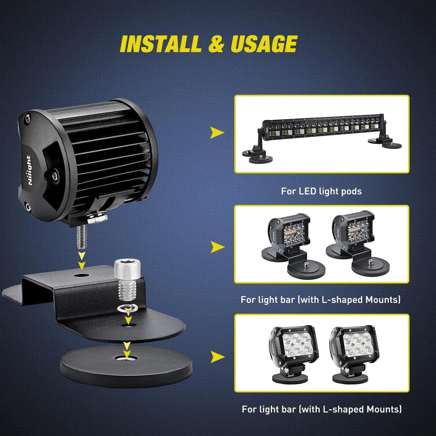 10 pièces 66MM M8 boulon Base magnétique support de montage pince LED support de barre lumineuse de