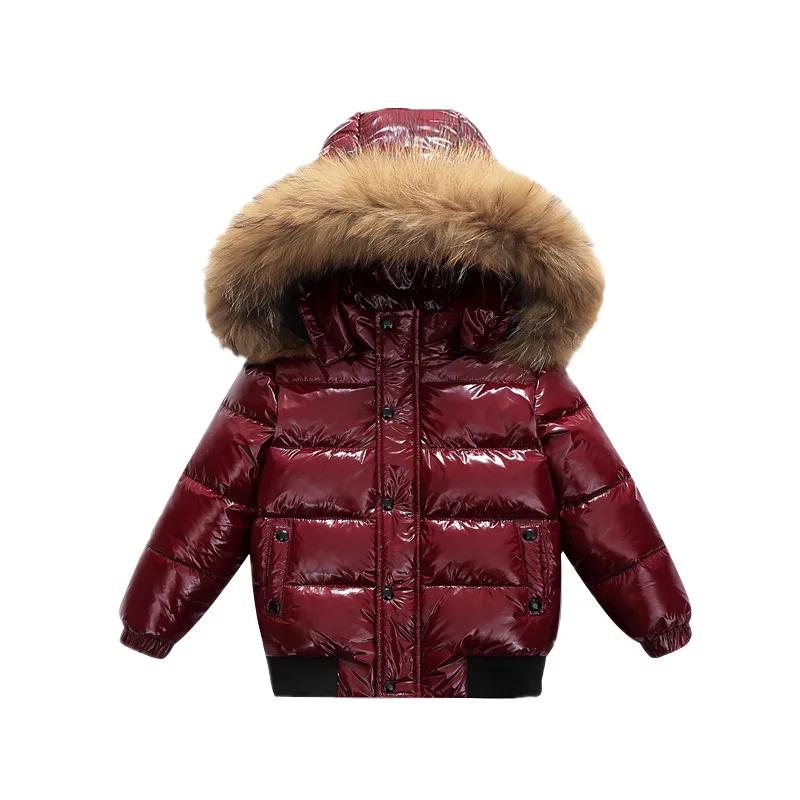 Doudoune à capuche brillante UNITIM pour bébés filles et garçons, manteau d'hiver épais et chaud pou