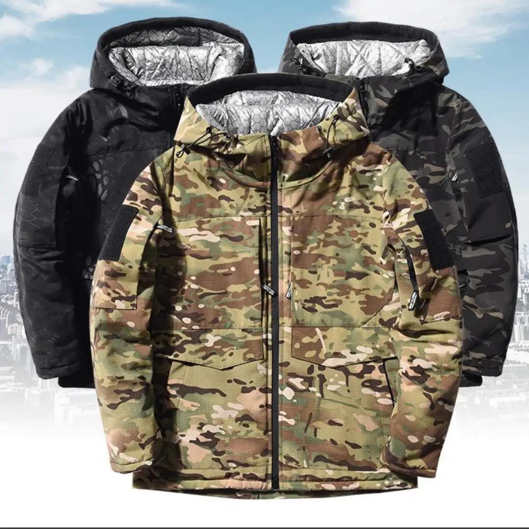 Veste thermique en coton camouflage militaire C09 pour homme, épaisse, chaude, coupe-vent, avec ferm