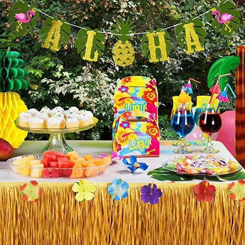 Jupe de Table en paille Luau, 3 tailles, couleur paille, fournitures de fête à thème d'été hawaïen p