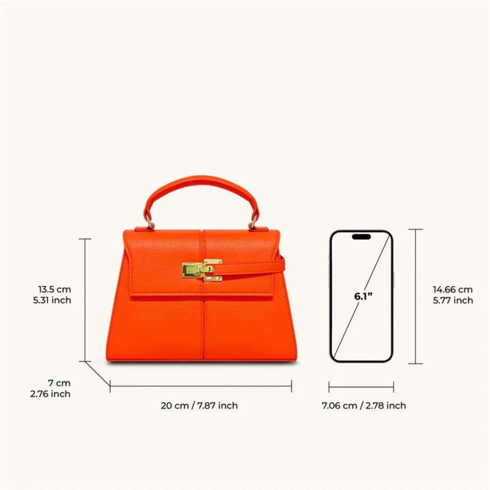Sac à main orange de luxe pour femme Elise Designer 2026 – Nouveau sac fourre-tout tendance, petit e