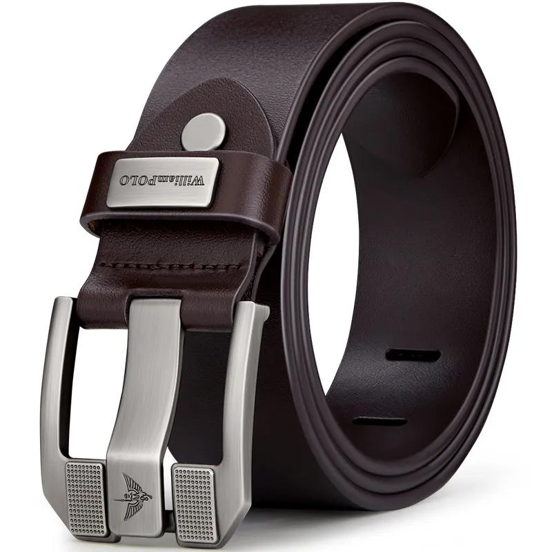 Ceinture décontractée pour homme, ceinture en cuir de vachette à boucle à ardillon tendance, ceintur