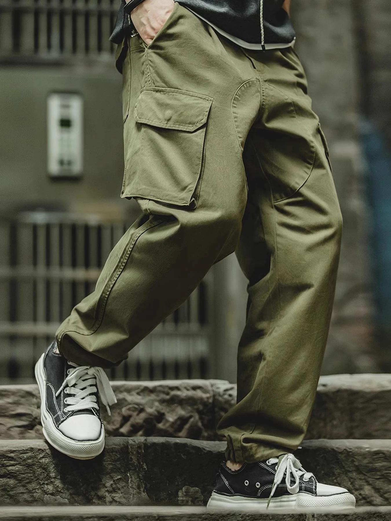 2 pièces de pantalons cargo vintage pour hommes, style marine britannique, 100% coton, toutes saison