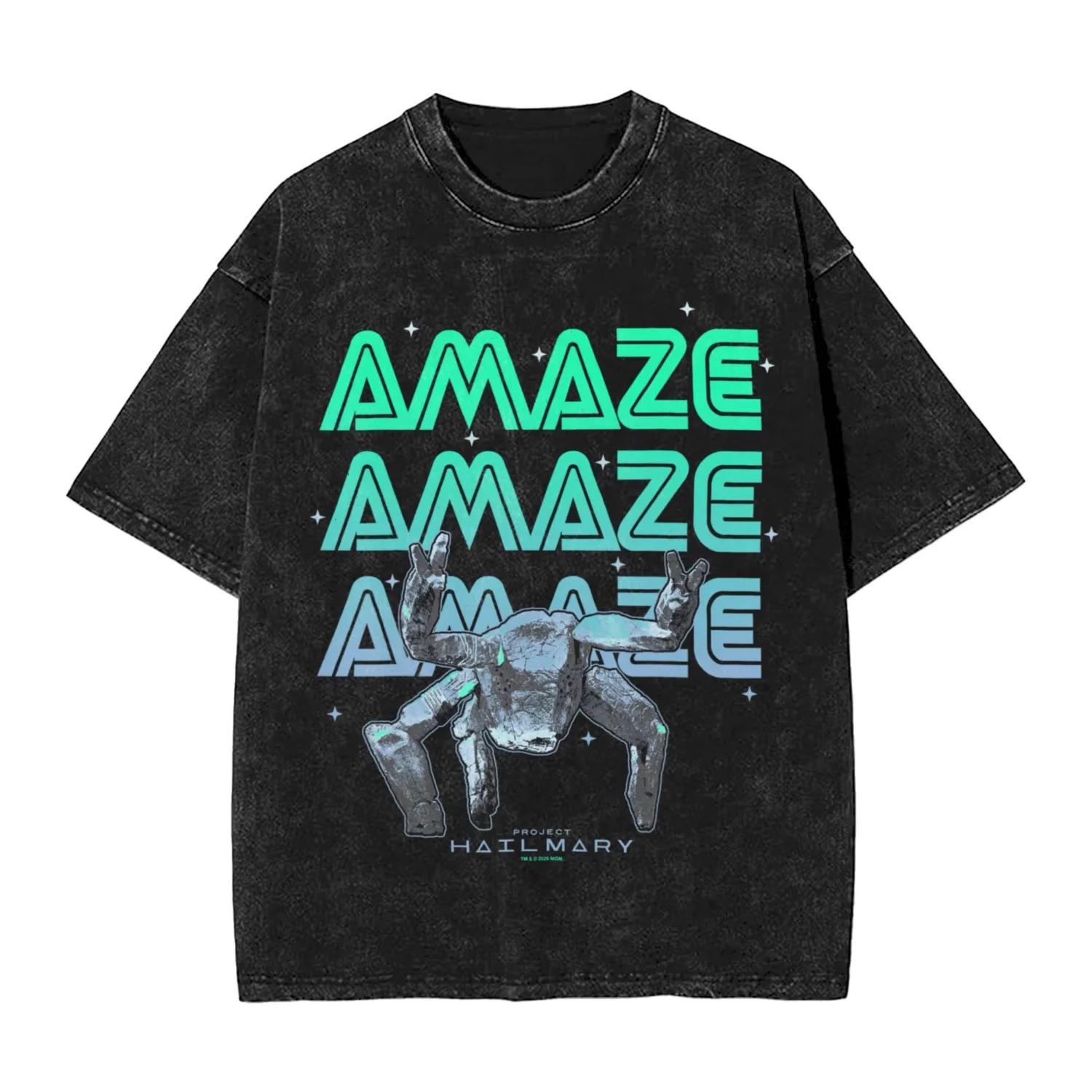 Men Project Hail Mary Rocky The Alien Distressed Portrait T-shirts, vêtements de plage, Y2K, t-s