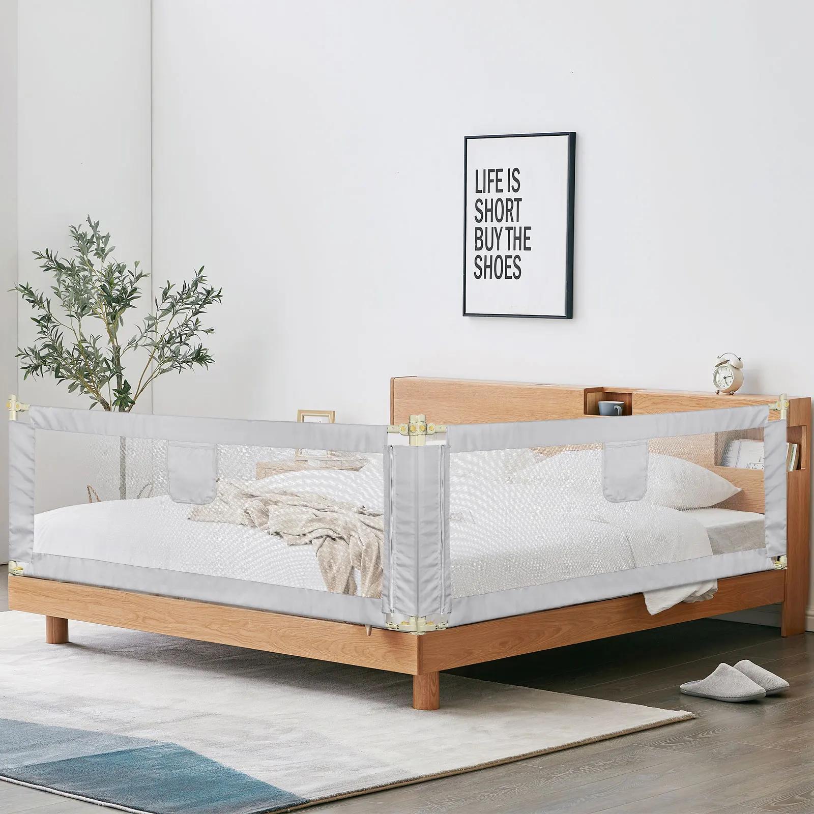 Barrière de Lit de Protection Anti-Chute Réglable en Hauteur de 70 à 100 cm pour Enfant Filet Aéré S