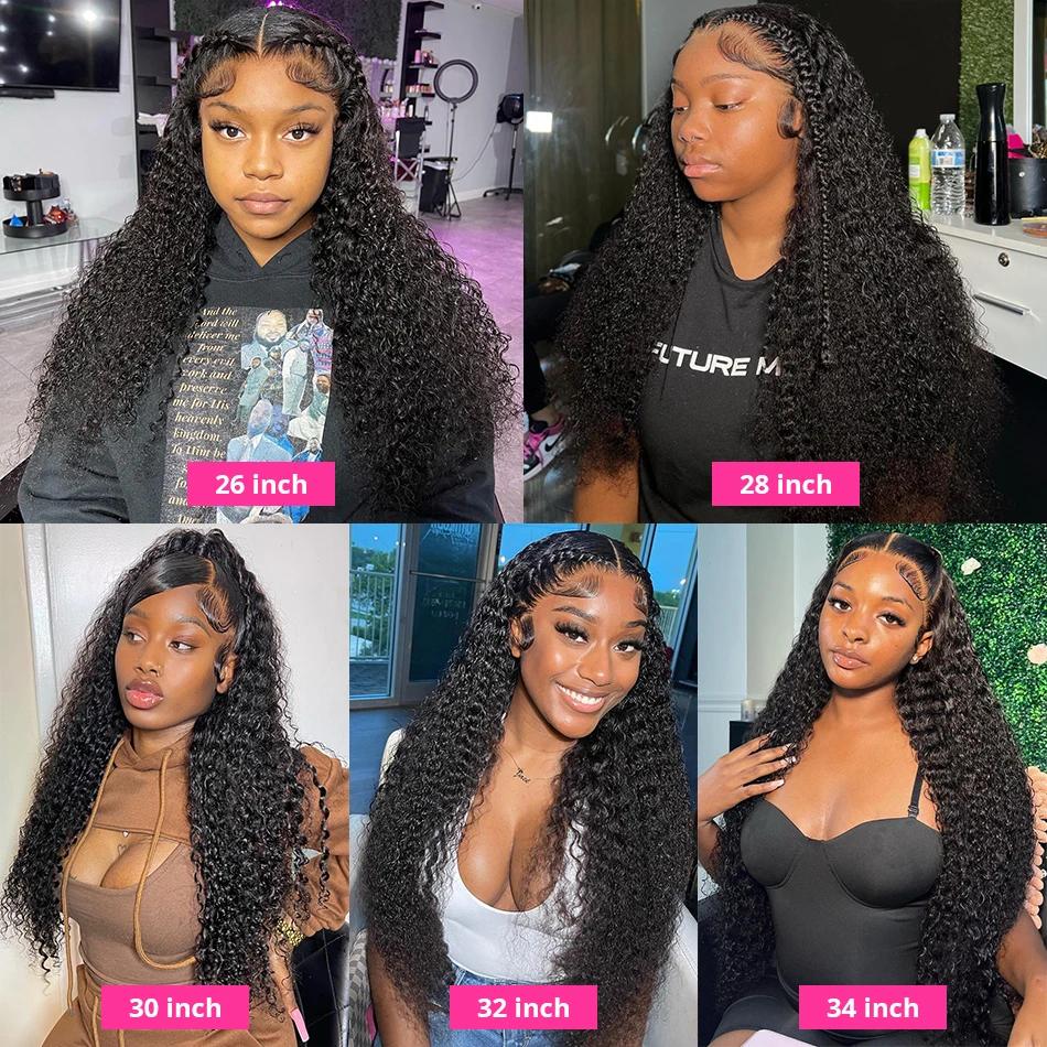 Perruque Lace Front Wig Deep Wave Naturelle, Cheveux Humains, 13x6 HD, 30 Pouces