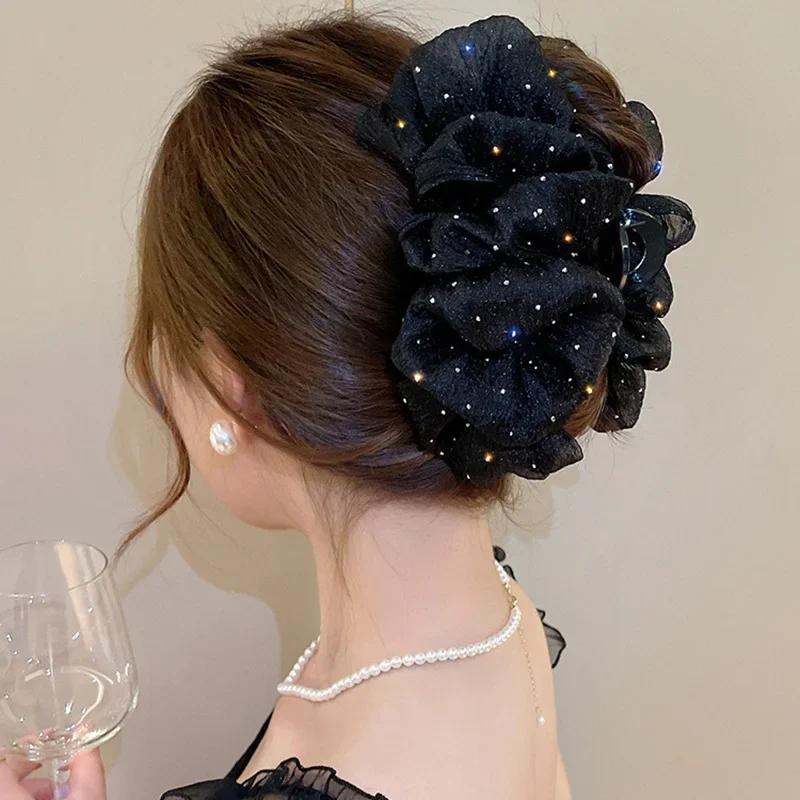 Pinces à cheveux avec nœud en maille pour femmes, accessoires pour cheveux féminins, ornement de che