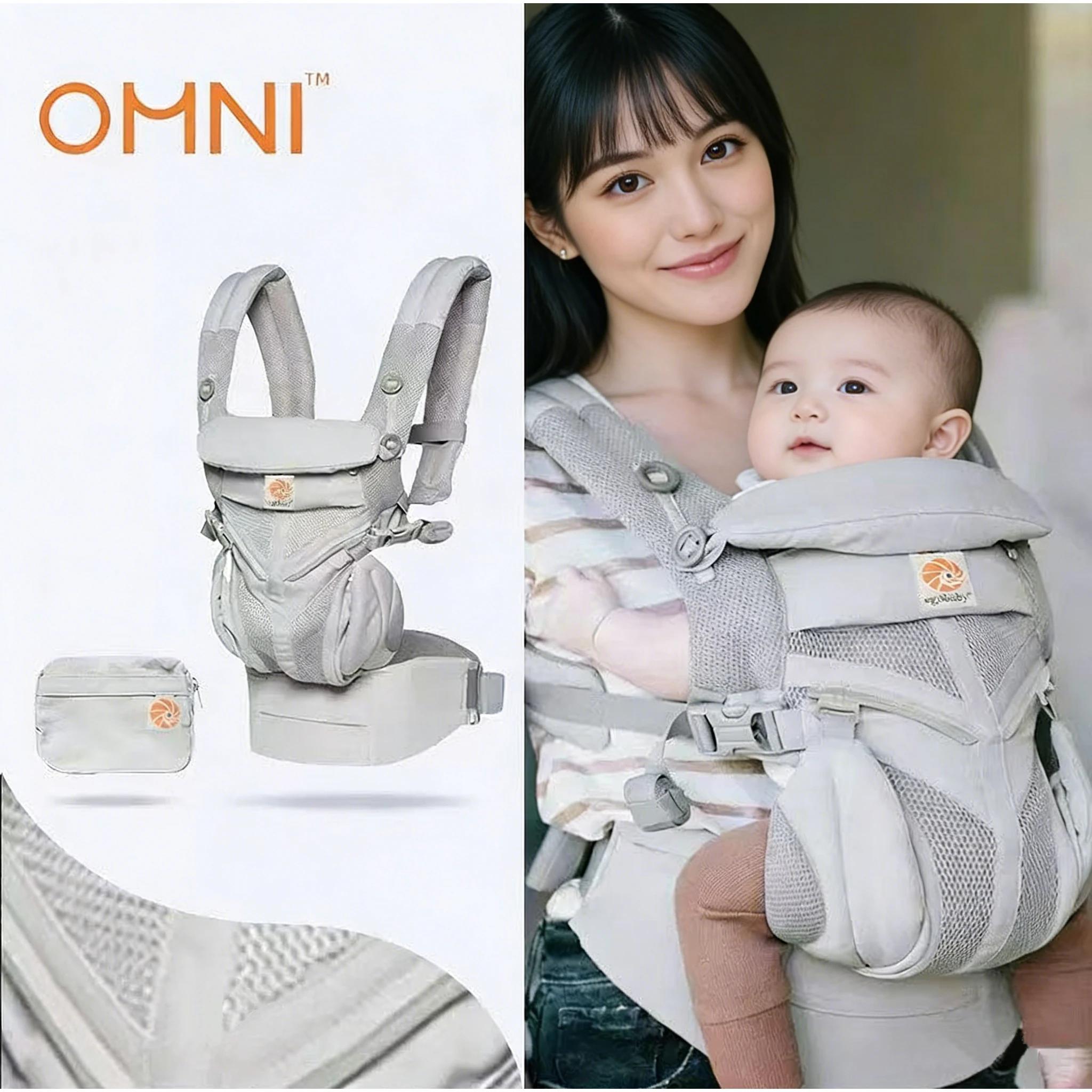 Egobaby 360 Omni Porte-bébé Ergonomique en Coton Respirant avec Bretelles et Ceinture de Taille 360