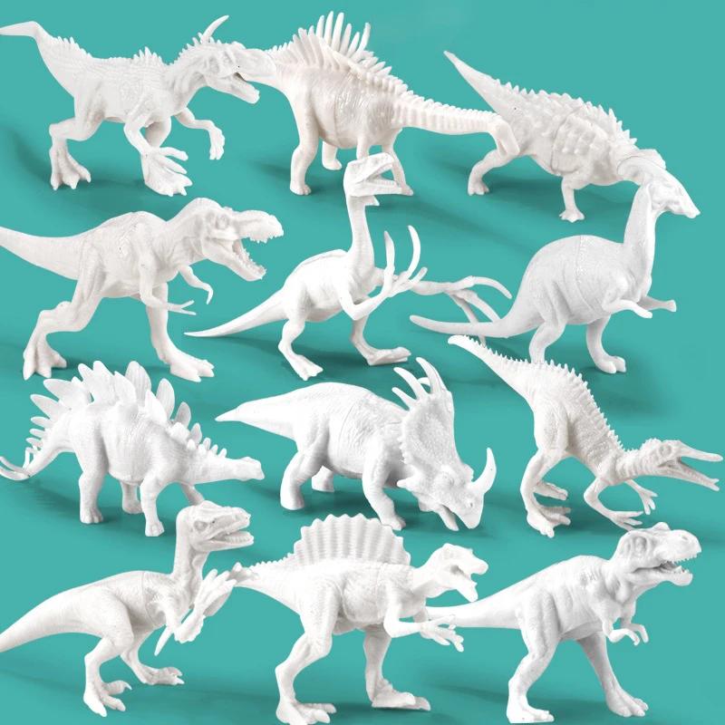 Kit de peinture de dinosaure non peint, 6/8 pièces, jouets modèles vierges pour enfants de 3 ans et