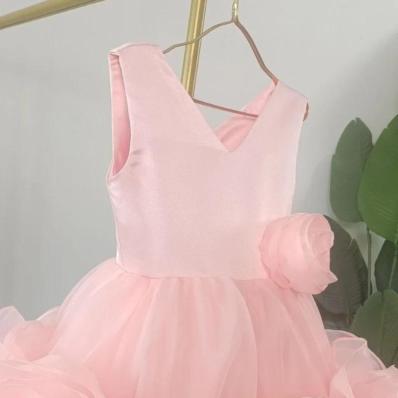 Robe de performance pour filles 2026, nouvelle tendance rose sans manches, pour événements formels,