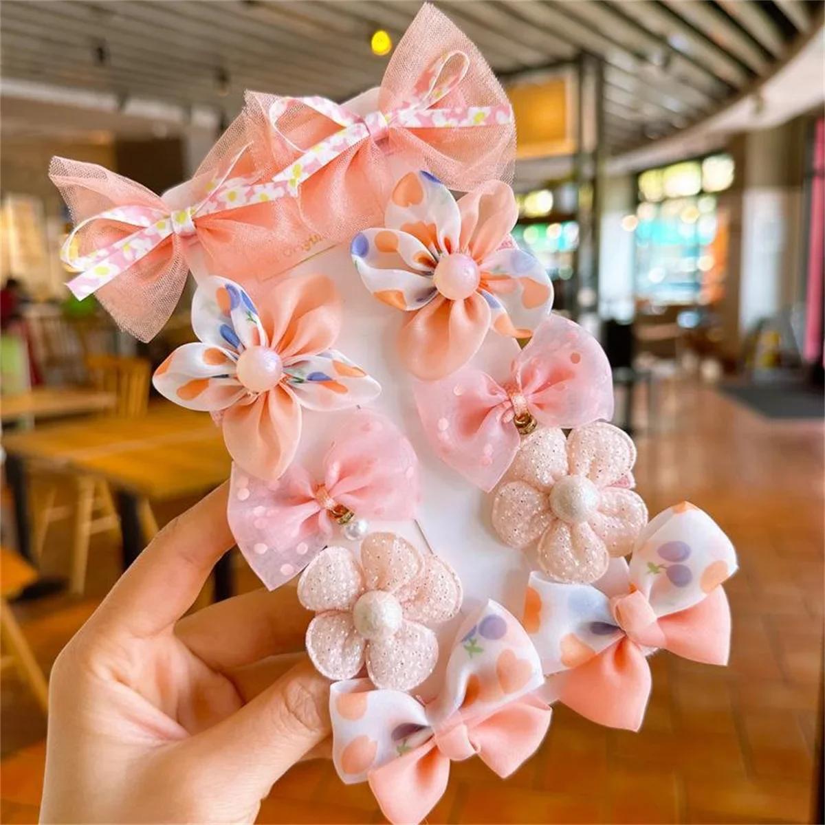 Pinces à cheveux en dentelle pour bébé, 10 pièces/ensemble, nœuds mignons, fleur, épingles à cheveux