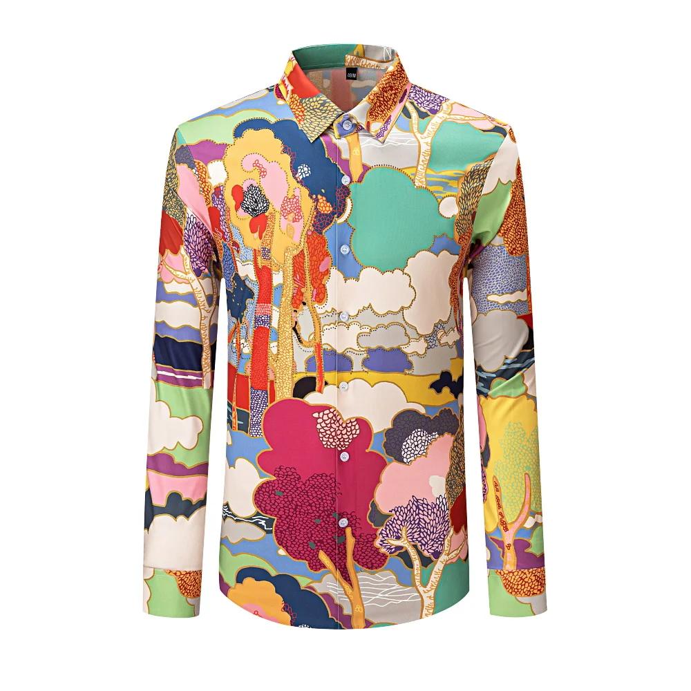 Chemise à manches longues pour hommes, imprimé artistique, mode Business, Social, formel, polyvalent