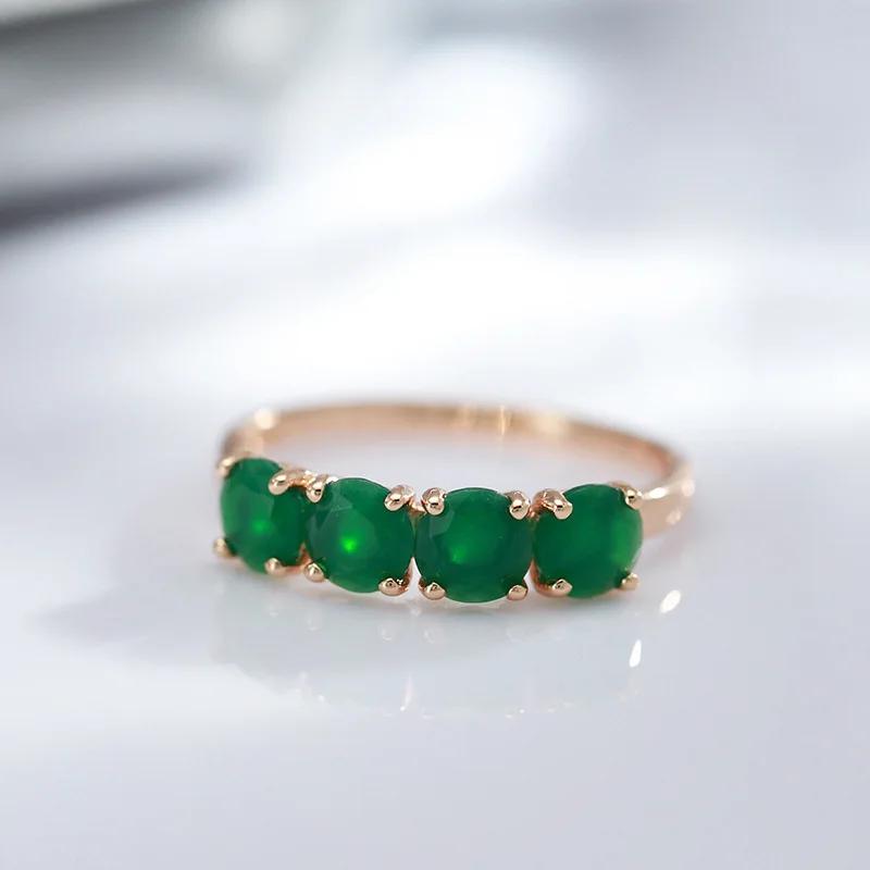 Bague en or rose 18 carats pour femme, bijoux en pierres précieuses émeraude naturelles, boîte à mat