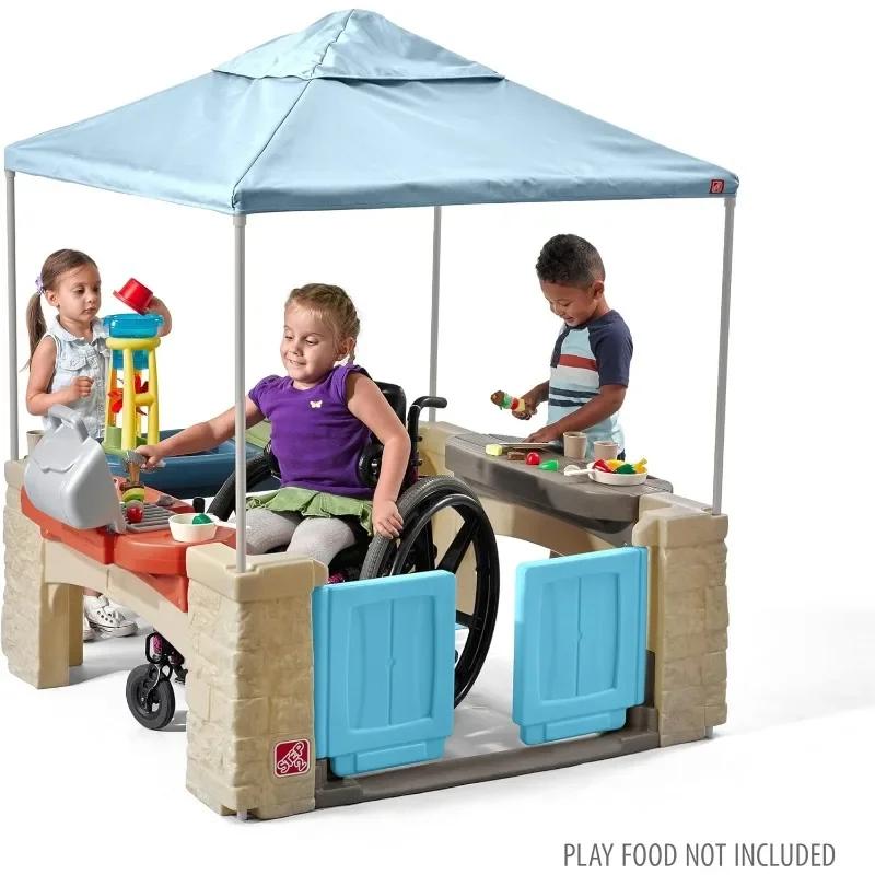 HOME.Patio de récréation tout autour avec ensemble de jeu auvent – Maison de jeu extérieure ombrée p