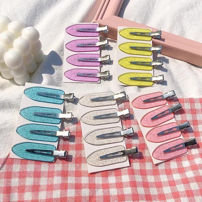 Pinces à cheveux sans couture, 4 pièces/ensemble, Barrette à frange latérale, maquillage, lavage du