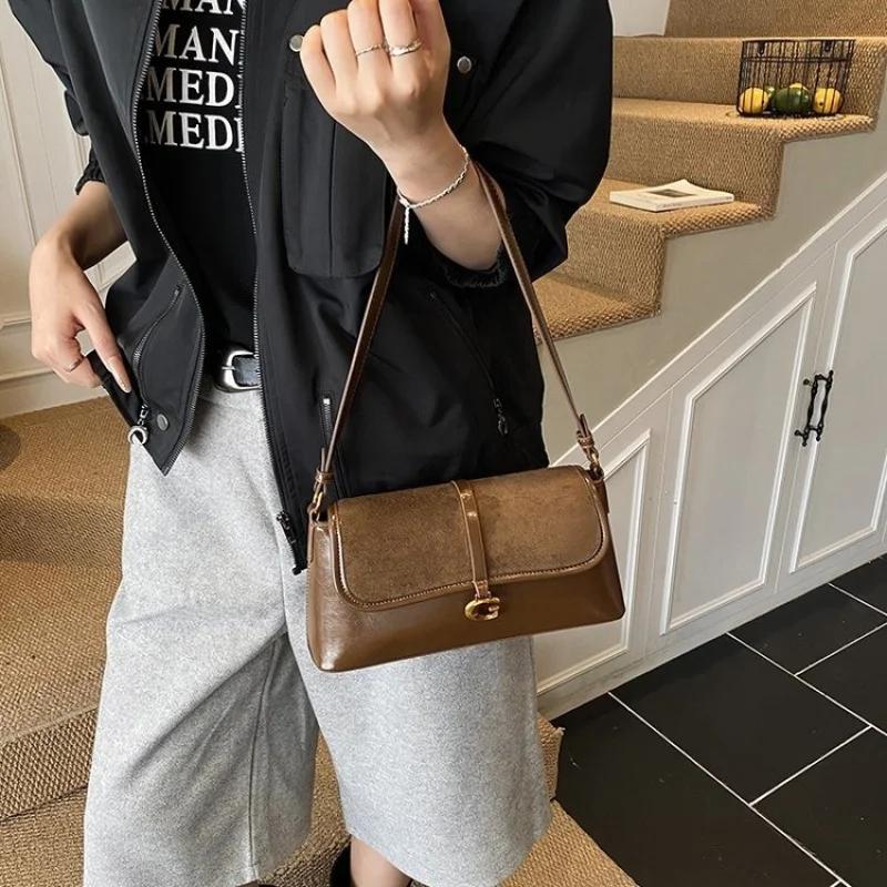 Sac Messager Classique de Luxe en Cuir pour Femme, Style Parisien, Tendance, Élégant, Décontracté, S