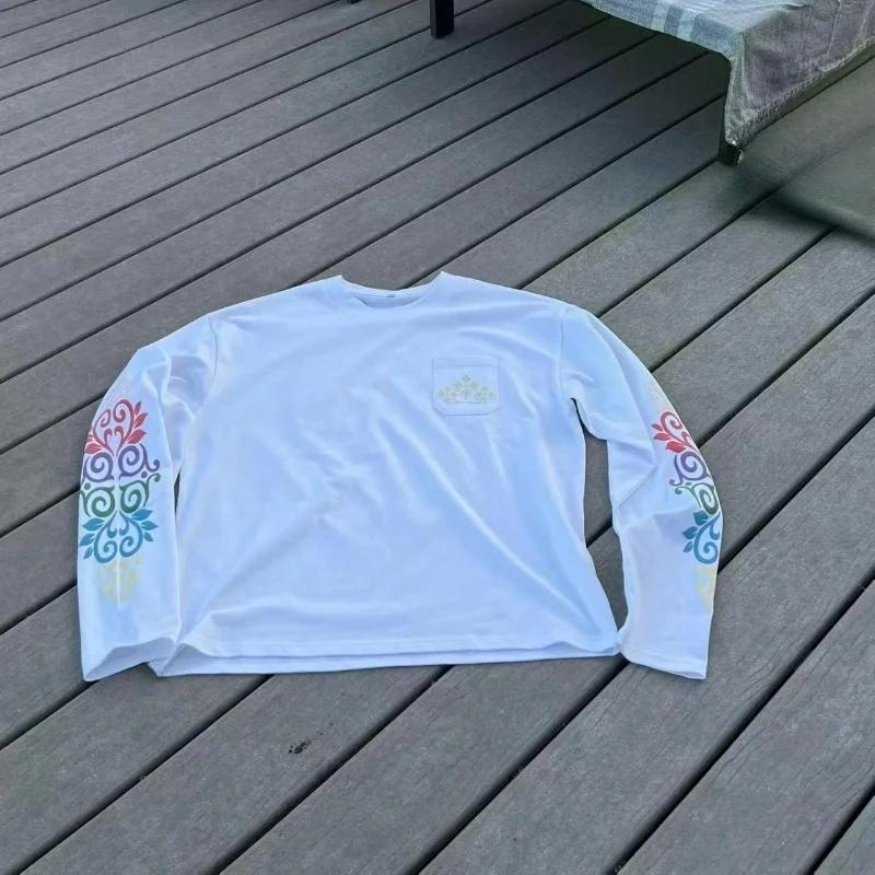 Nouveau pull Y2K tendance et polyvalent à manches longues, imprimé floral et feuilles, style rétro H