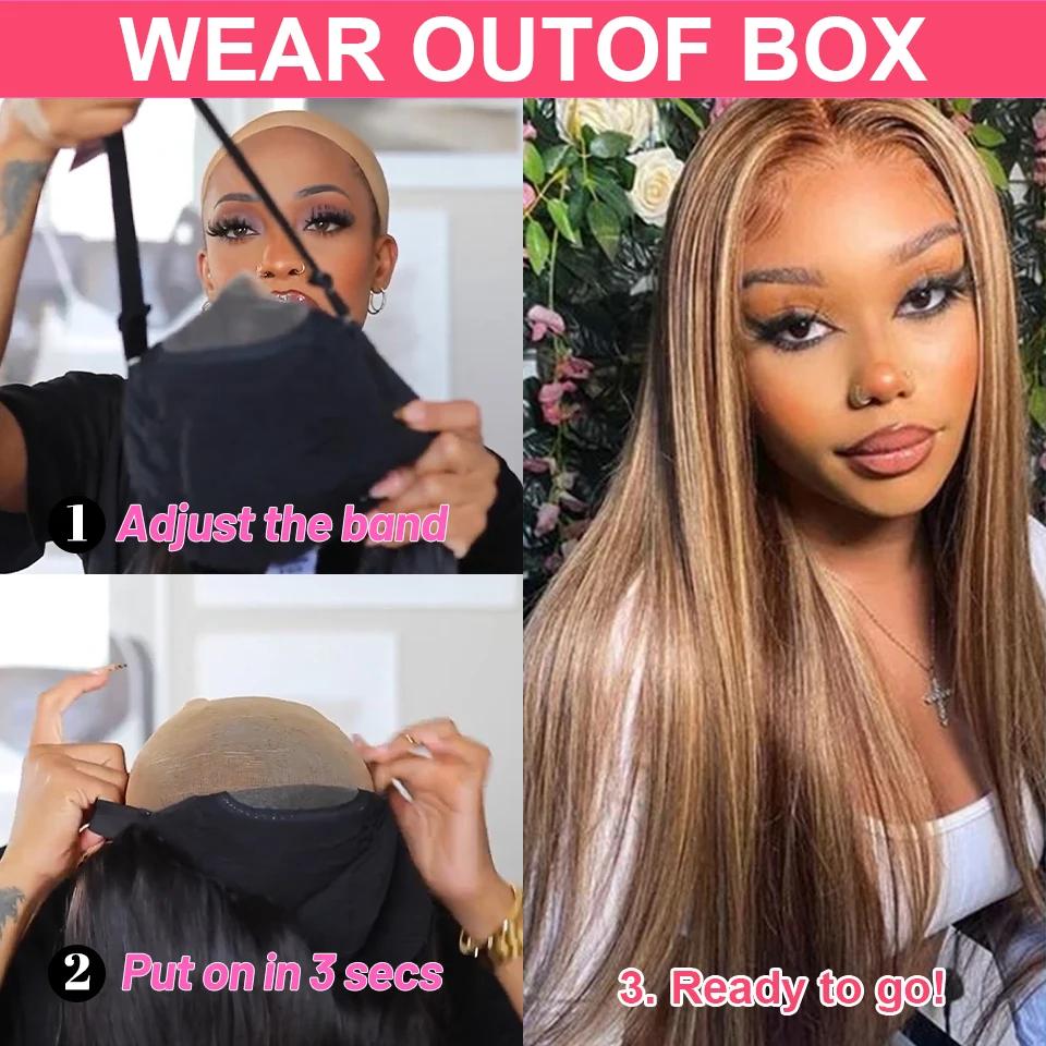 Perruque Lace Front Wig sans colle naturelle, cheveux humains, pre-plucked, coloré, pre-plucked, pre