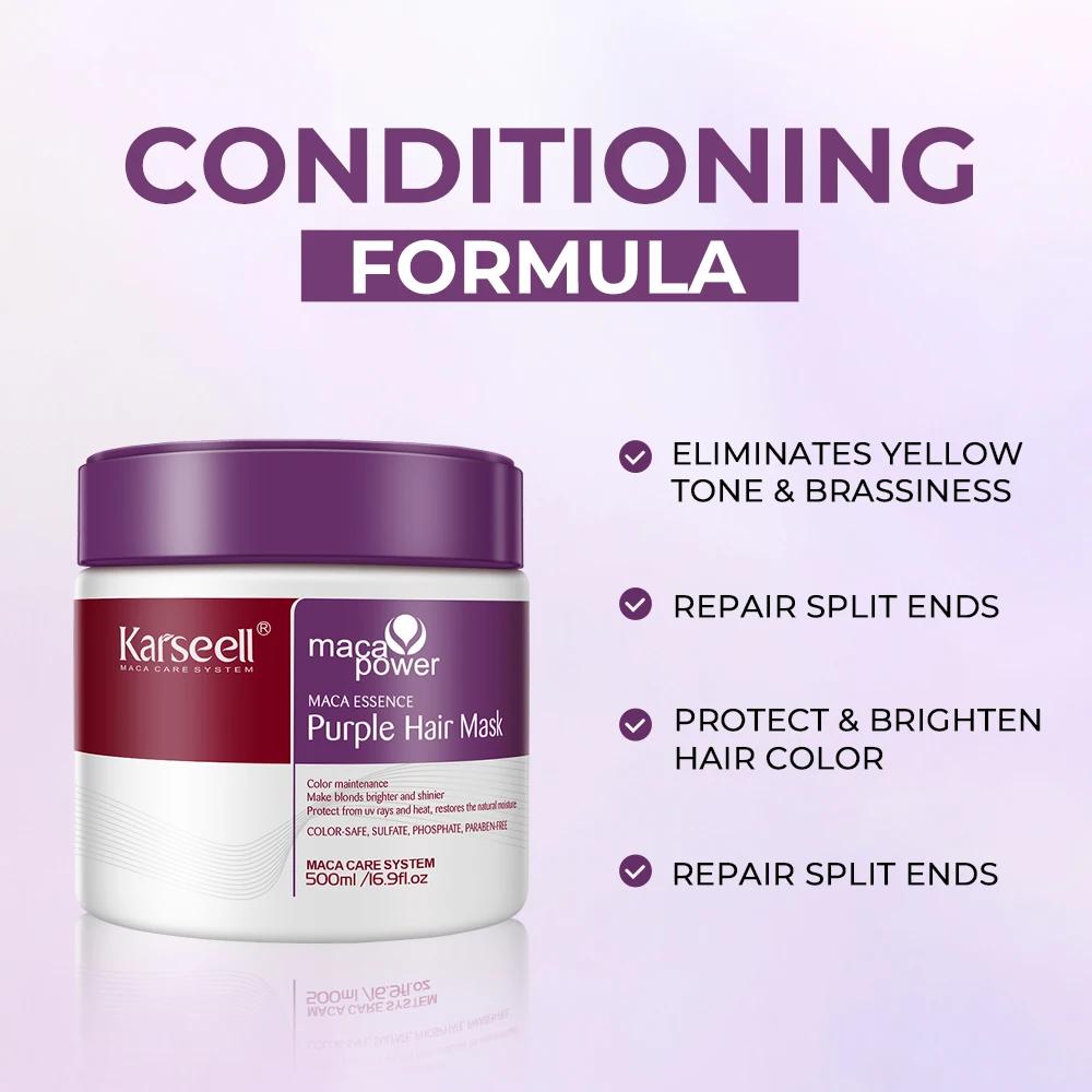 Karseell – masque capillaire violet professionnel, 100ml/500ml, neutralise les tons jaunes en laiton