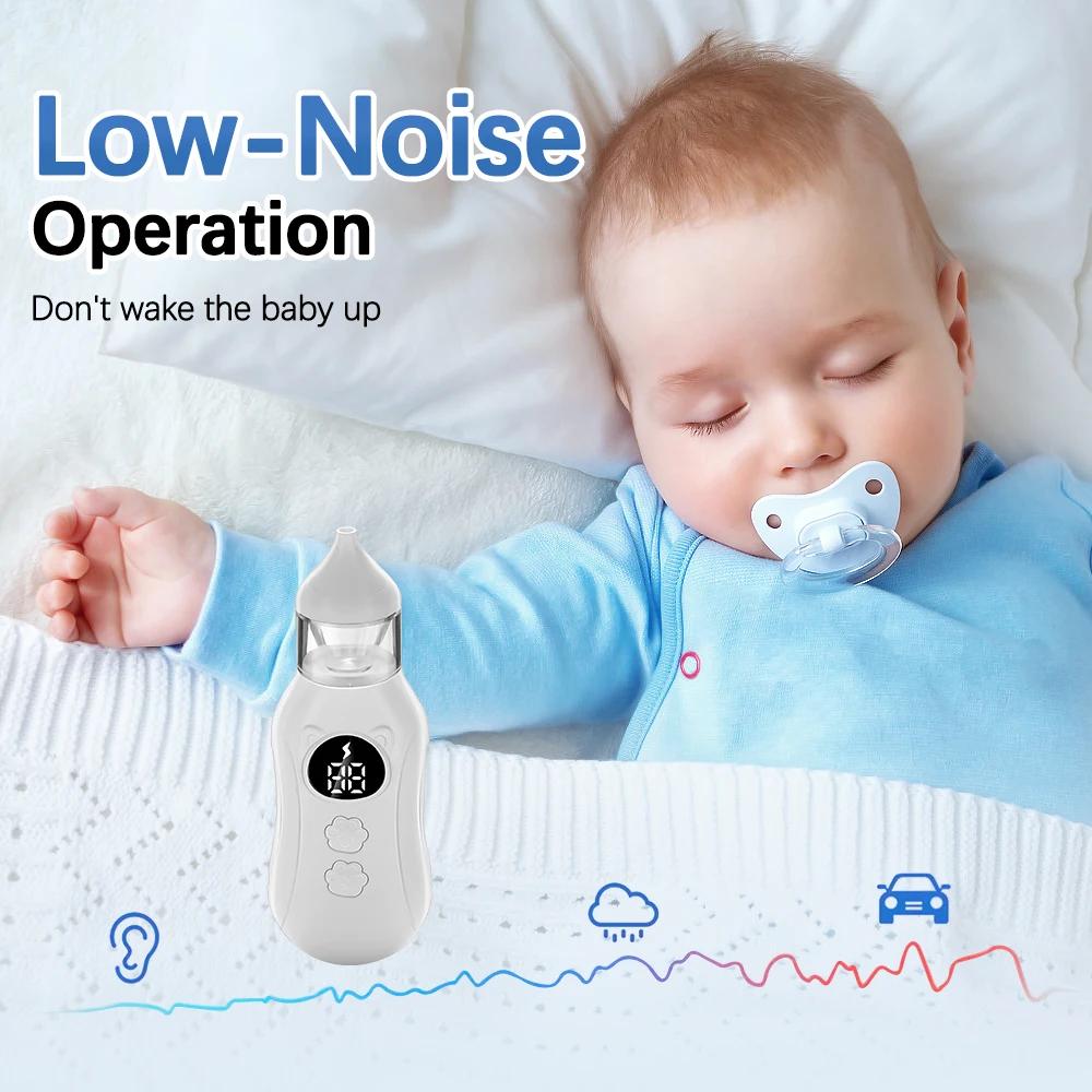 Aspirateur nasal électrique bébé rechargeable 9 niveaux - Nettoyeur nez à faible bruit pour mucus nourrissons