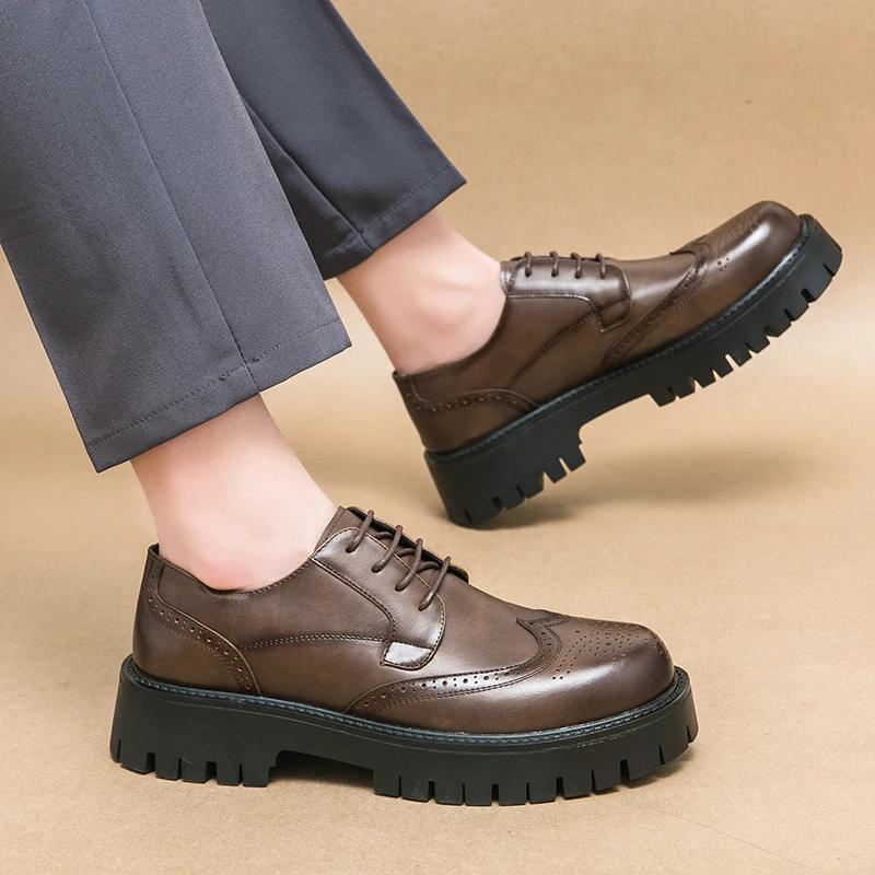 Chaussures Oxford à fond épais de marque de luxe, chaussures de sécurité d'extérieur à lacets, chaus