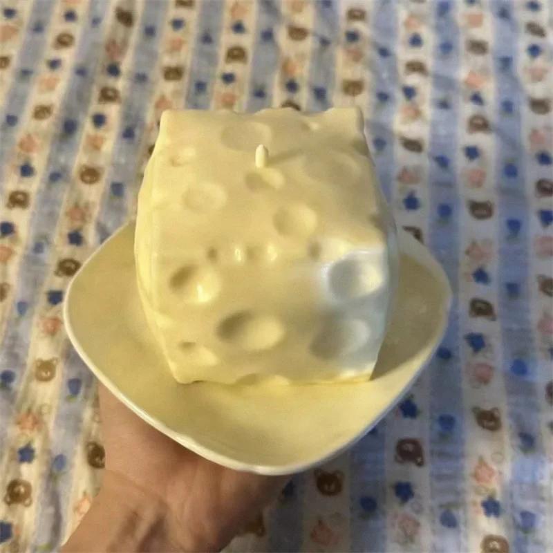 Balle anti-stress géante en forme de cube de fromage, jouet sensoriel ASMR non rebondissant, cadeau
