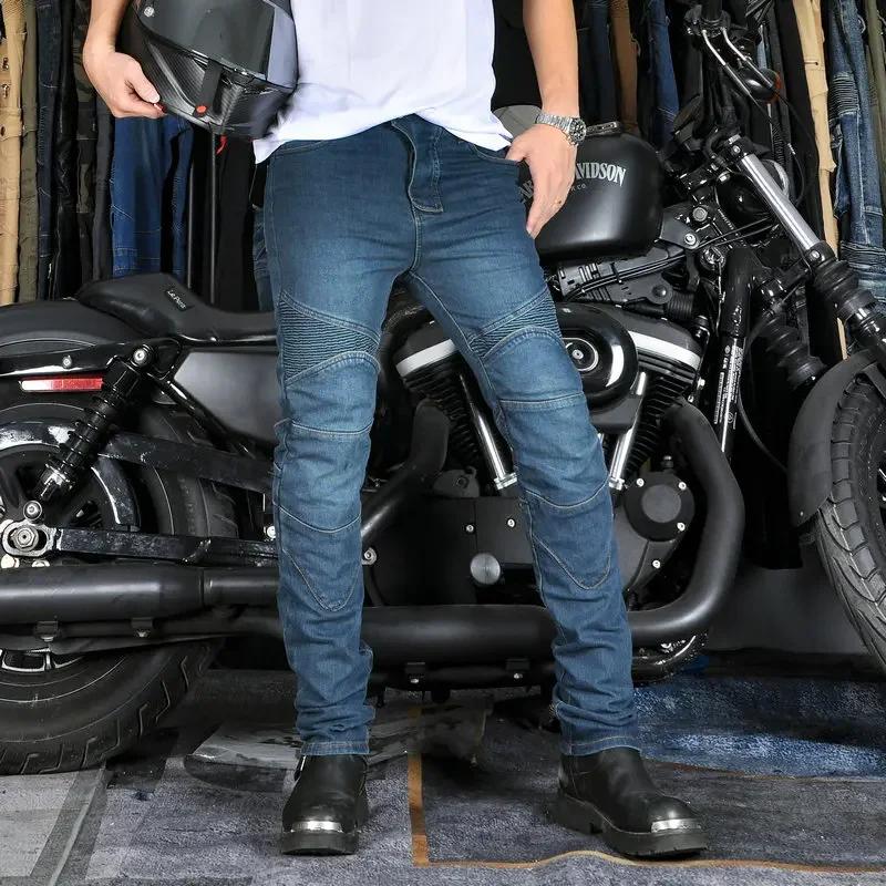 Pantalon en jean de moto pour hommes, antidérapant, résistant à l'abrasion, tous temps, ajustement c