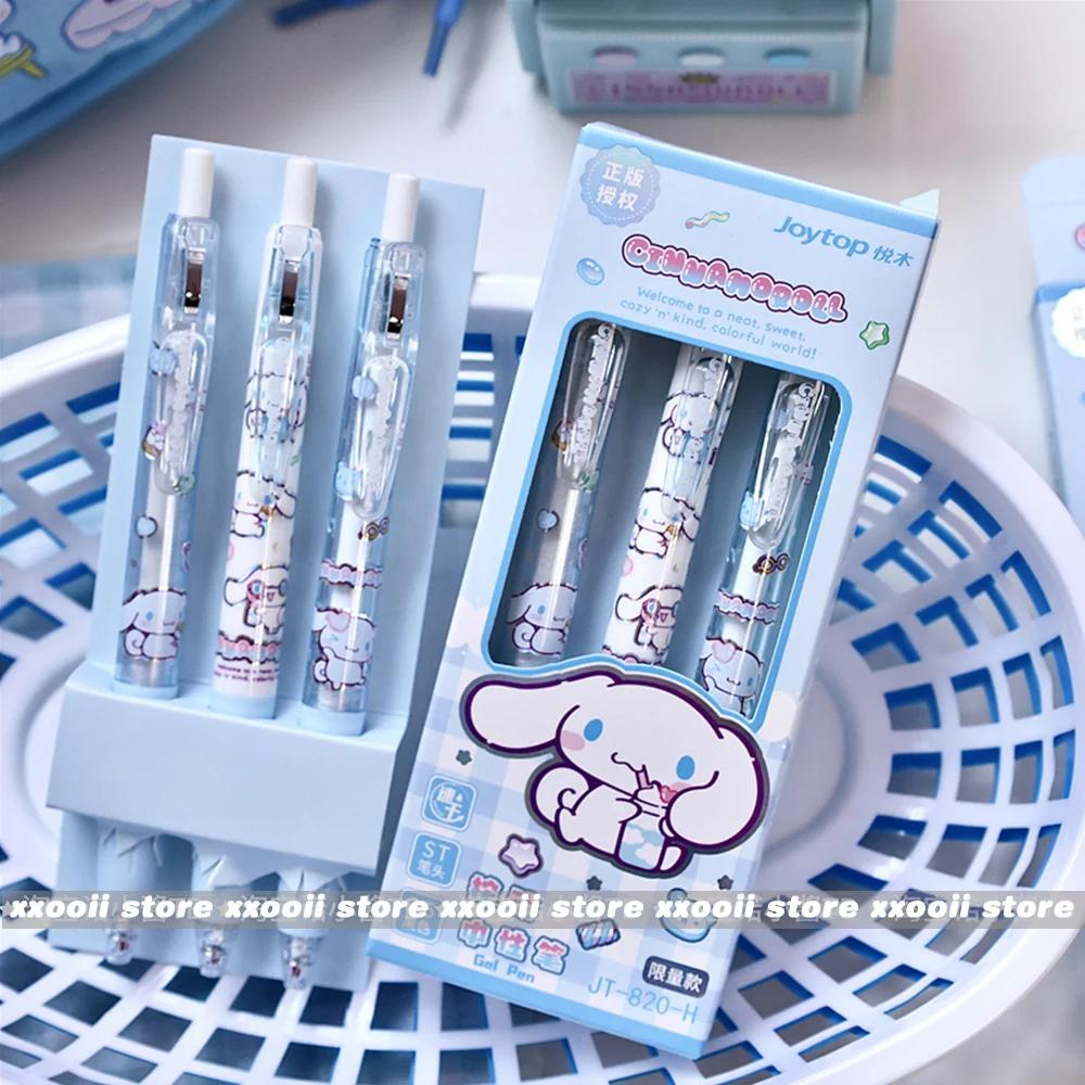 Stylos à Gel Kawaii Sanrio 0.5mm, 3 pièces, mignons Hello Kitty cannelle Kuromi, stylo noir, fournit