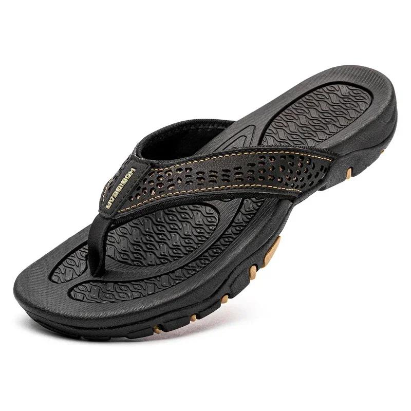 Tongs d'été pour hommes, pantoufles en cuir, sandales tongs, chaussures de plage, grande taille 49 5