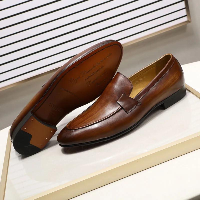 Mocassins pour hommes, Style automne et été, pour fête de mariage, danse, noir, marron, cuir véritab