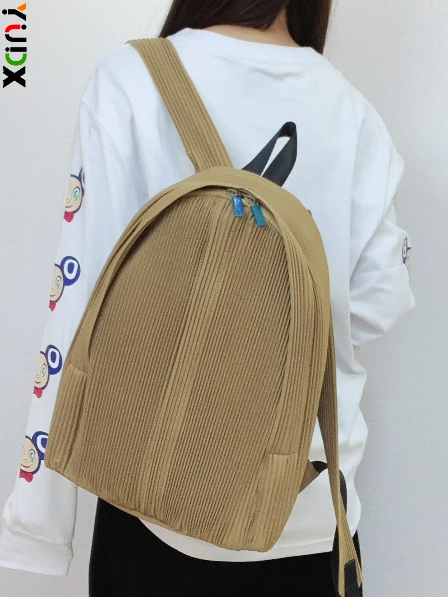YUDX-Sac à Dos Plissé à Épaules avec Fermeture Éclair, Couleur Unie, Design Décontracté, Voyage, Éco