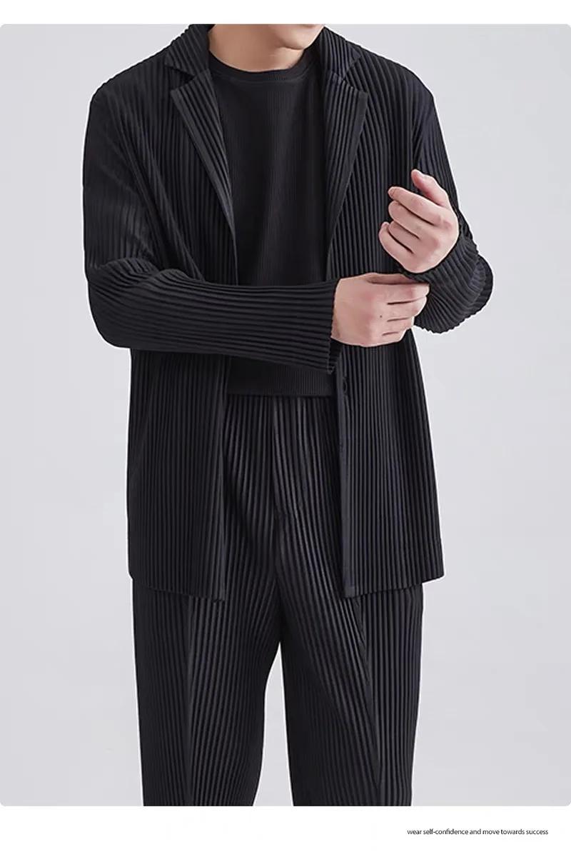 Miyake nouveau 2025 printemps costume à manches longues plissé plissé hommes veste revers plissé cou