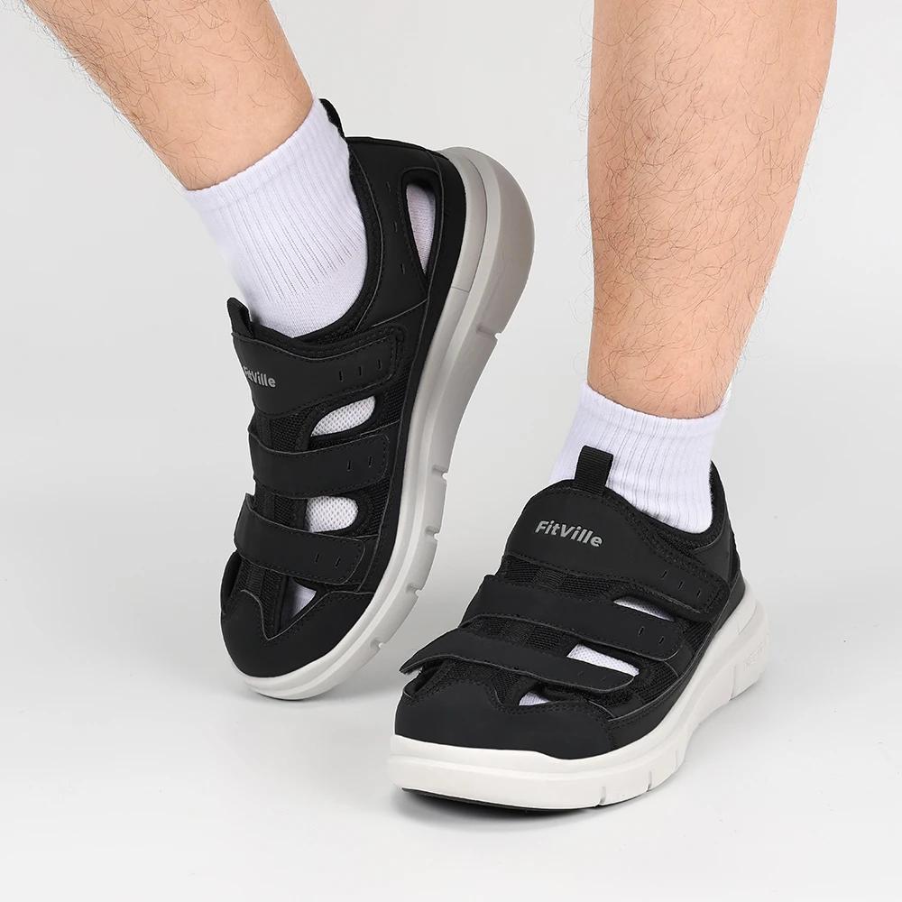 FitVille – sandales élargies pour hommes, chaussures de diabète décontractées, légères pour la fasci