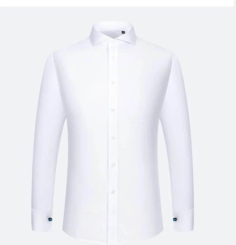 Chemise à col contrasté rayé sans fer pour hommes, haut de gamme, 200 points, quatre plis, pur coton