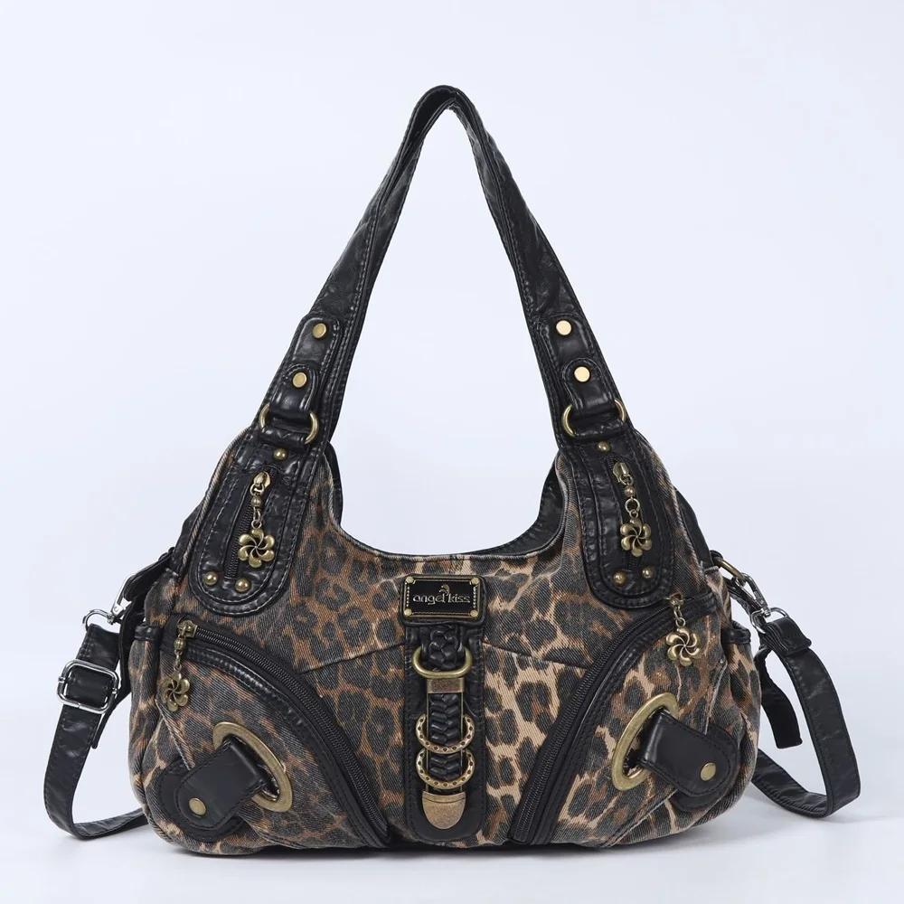Sac à main pour femme Angel Kiss, sac à bandoulière léopard, sac à main à poignée supérieure, sac à