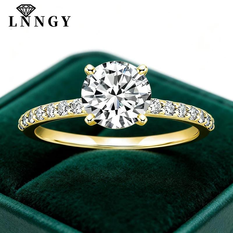 Bague solitaire en Moissanite certifiée Lnngy, 8mm, 2ct, en or 14K, pour femmes, bijoux de fête de m