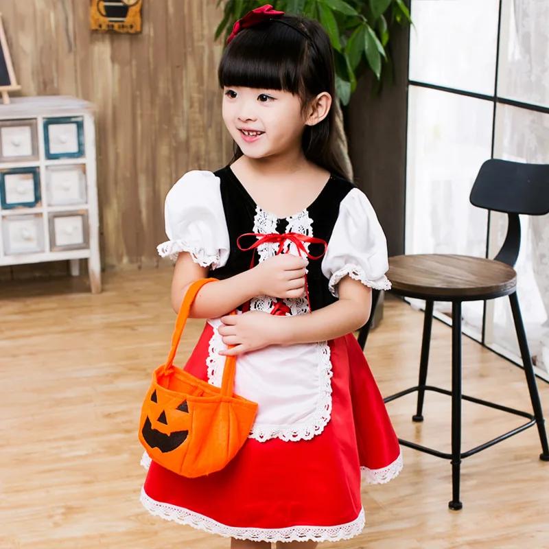 Filles petit chaperon rouge Cosplay Costume pour enfants princesse robe d'halloween bandeau + sac de