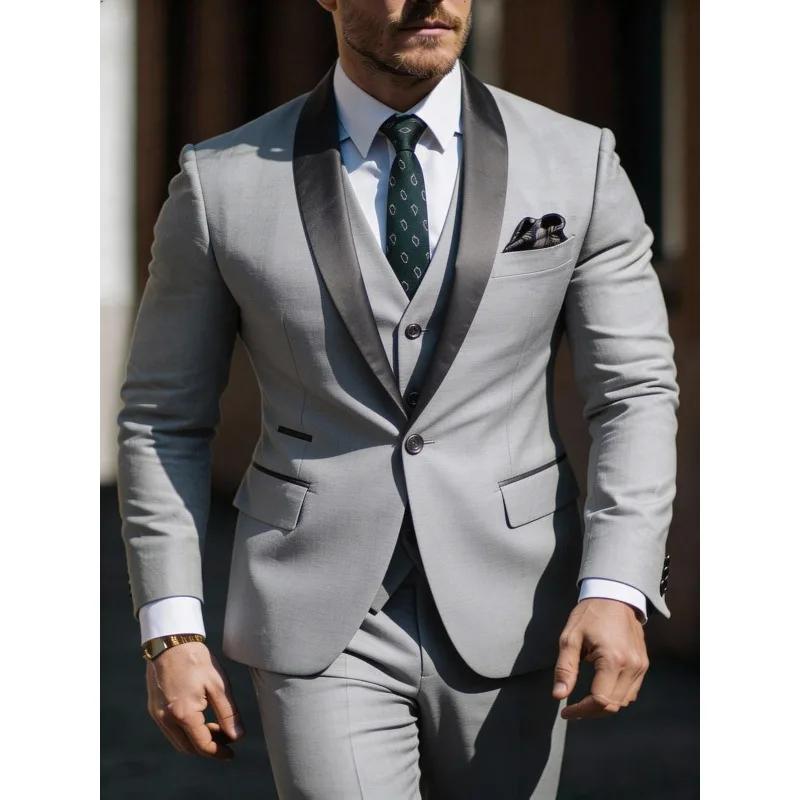 Ensemble de costume 3 pièces pour homme : veste, gilet et pantalon, costumes de cérémonie, de mariag