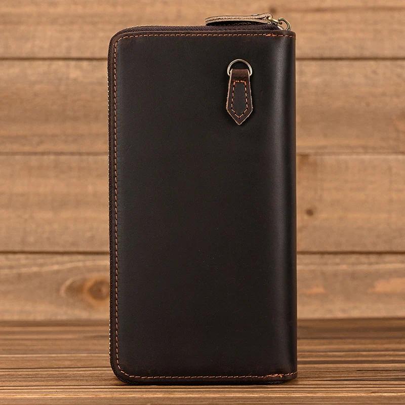 Portefeuille de styliste en cuir véritable pour homme d'affaires, avec Double fermeture éclair, en p
