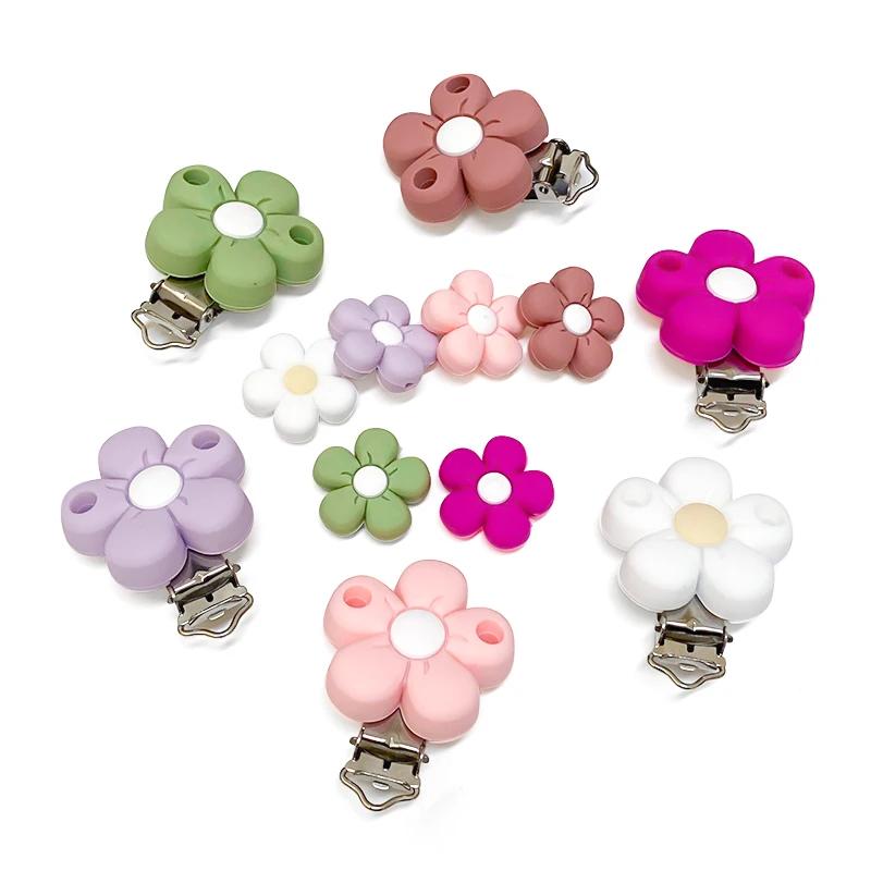 1/3/10 pièces Silicone fleur sucette Clips de qualité alimentaire anneaux de dentition pour bébé bri