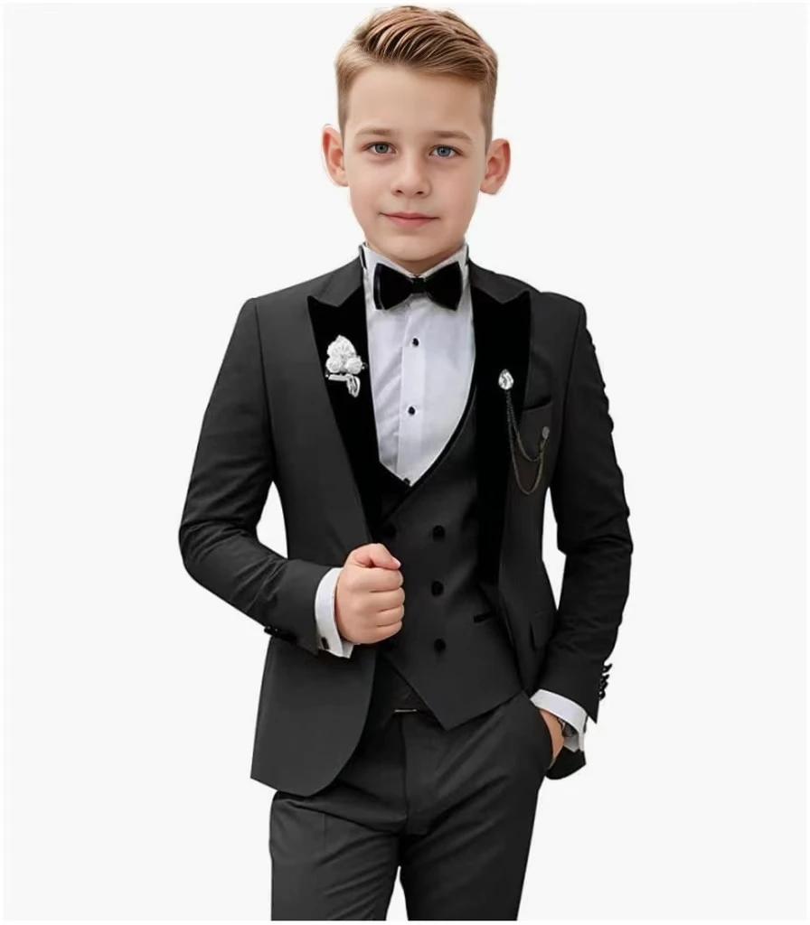 Costume de smoking pour enfants, ensemble de costume élégant pour garçons de 3 à 16 ans, 3 pièces, c
